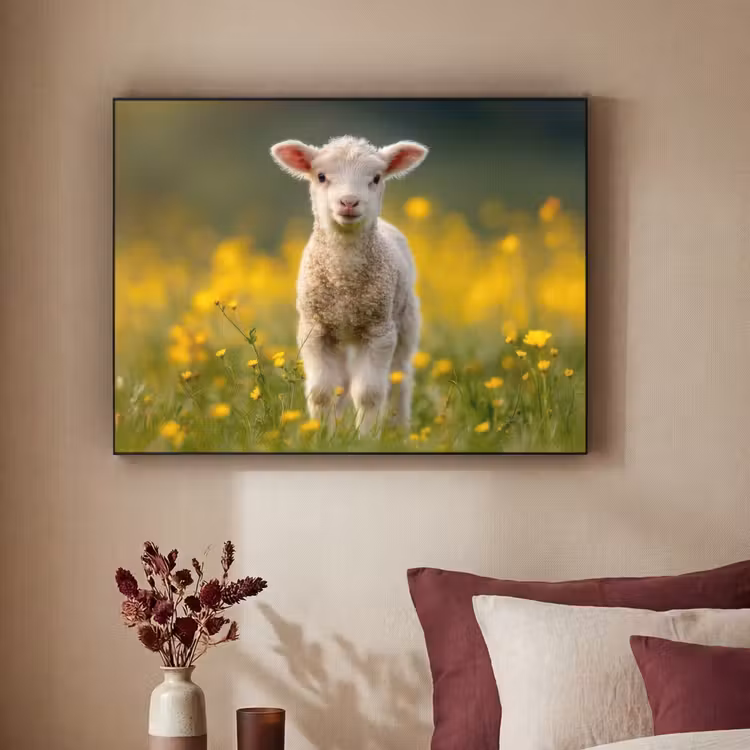 Art Frame - Lammetje - Gras - Bloemen - Geel — 3