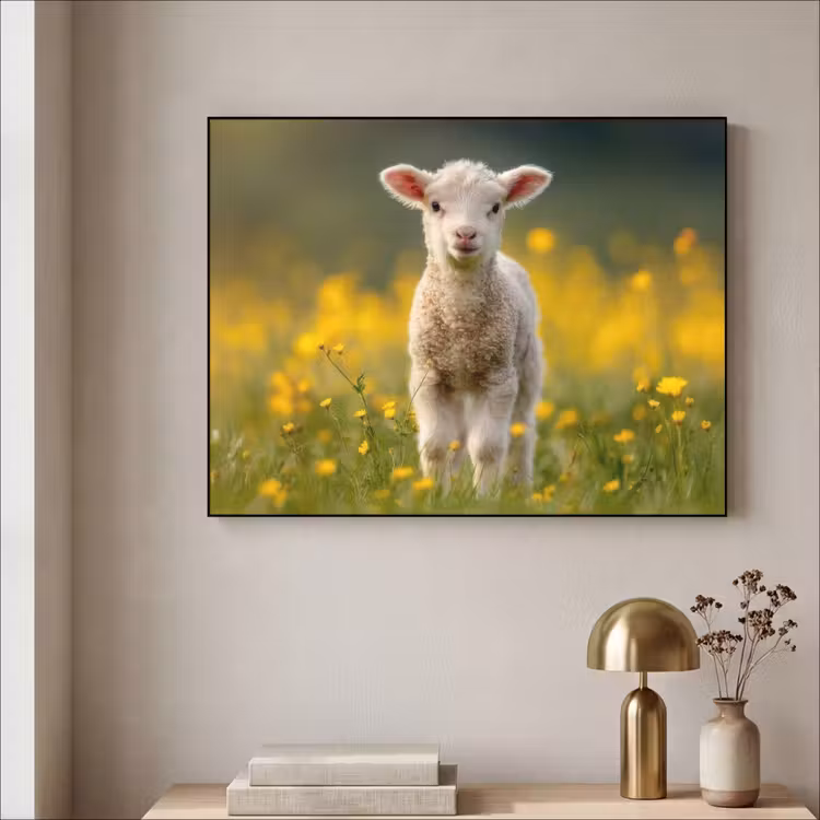 Art Frame - Lammetje - Gras - Bloemen - Geel — 5