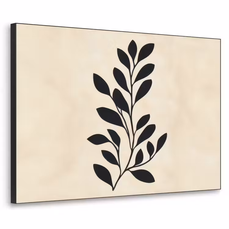 Art Frame - Minimalistisch - Tak - Bladeren - Zwart — 1