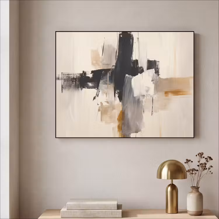 Art Frame - Penseelstreken - Ruw - Abstract - Beige — 5