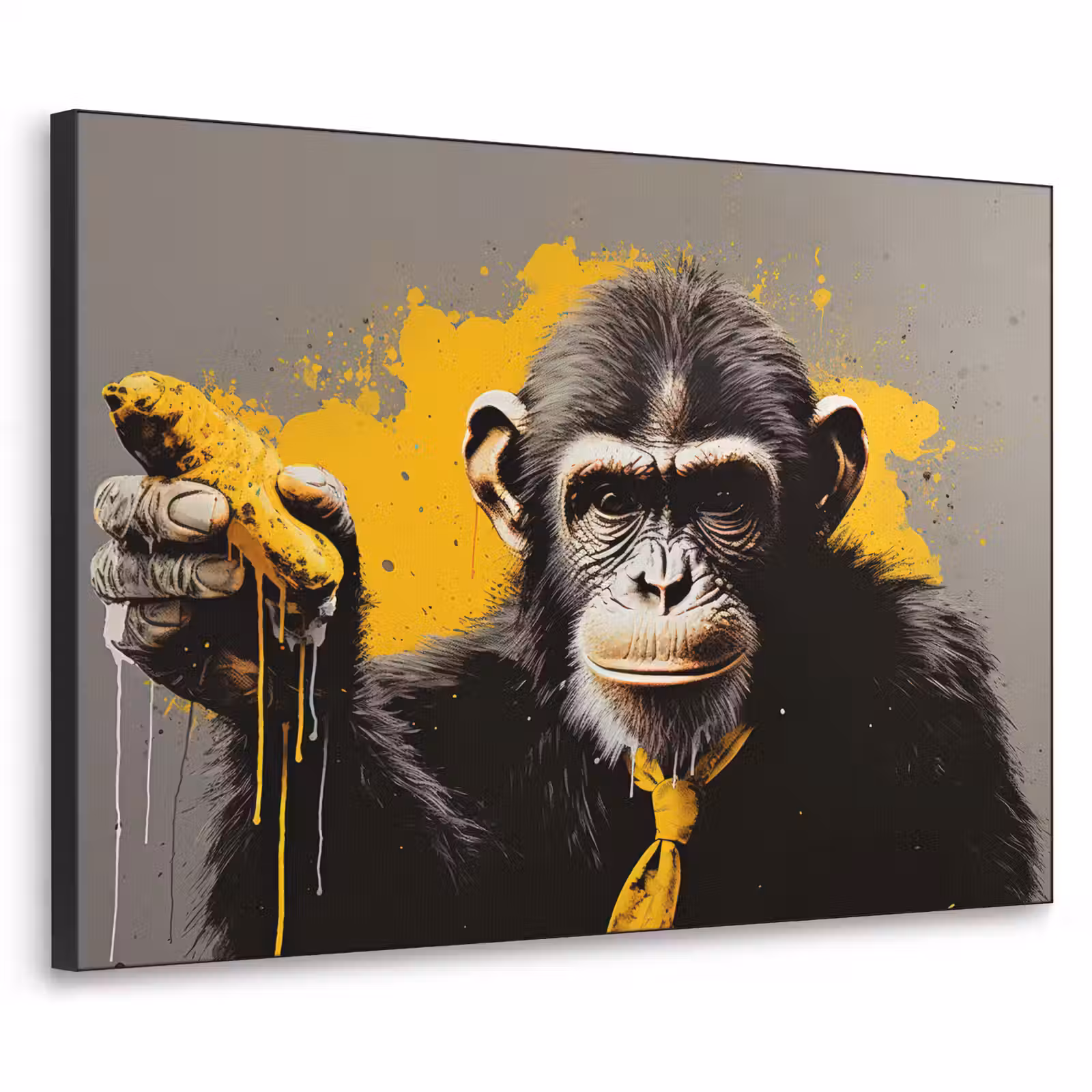 Art Frame - Aap - Chimpansee - Banaan - Geel - Dieren - Stropdas — 1