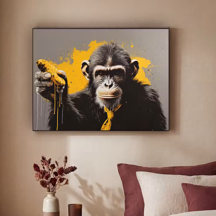 Art Frame - Aap - Chimpansee - Banaan - Geel - Dieren - Stropdas — 3