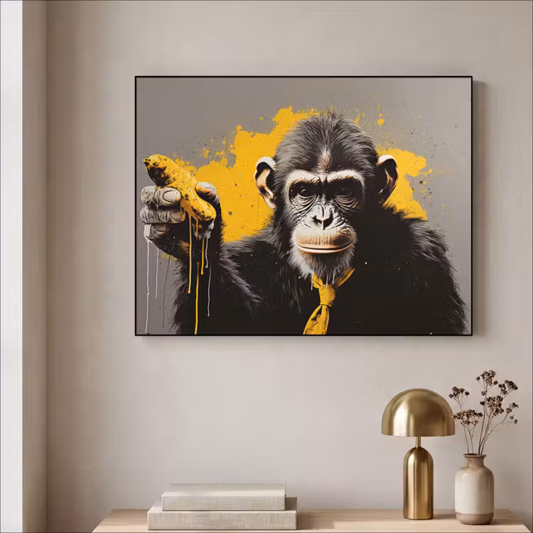 Art Frame - Aap - Chimpansee - Banaan - Geel - Dieren - Stropdas — 5