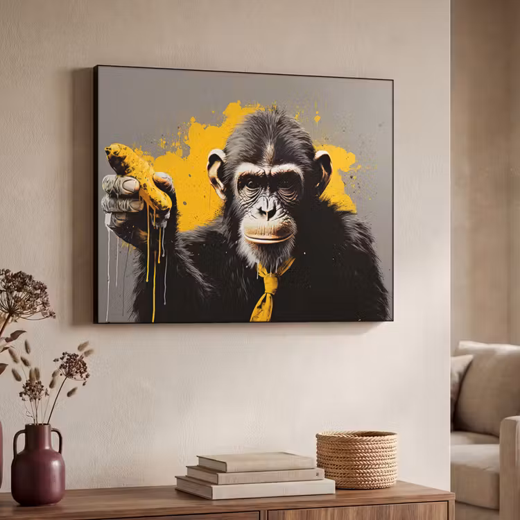 Art Frame - Aap - Chimpansee - Banaan - Geel - Dieren - Stropdas — 7