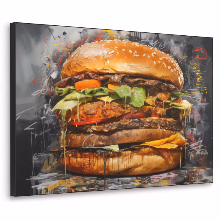 Art Frame - Burger - Eten - Kunst - Grijs - Graffiti — 1