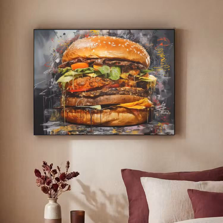 Art Frame - Burger - Eten - Kunst - Grijs - Graffiti — 3