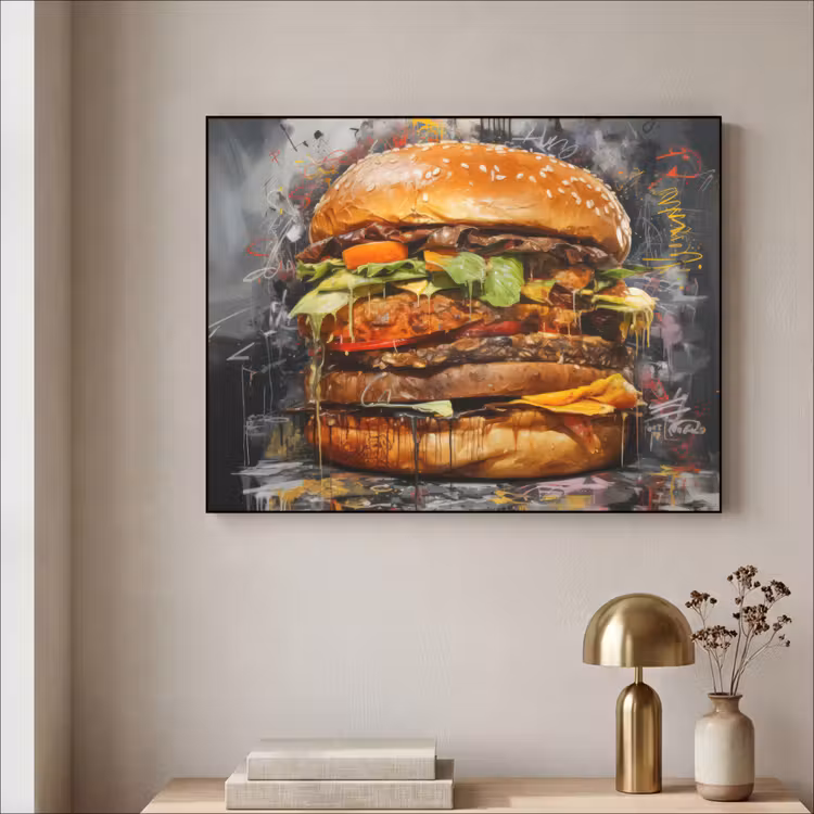 Art Frame - Burger - Eten - Kunst - Grijs - Graffiti — 5