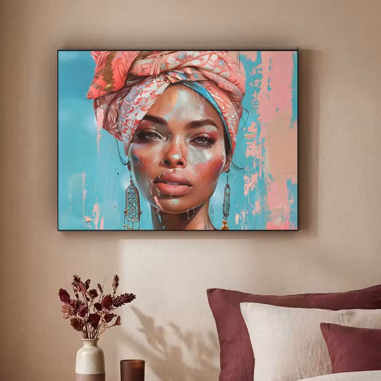 Art Frame - Vrouw - Portret - Blauw - Roze - Modern — 3