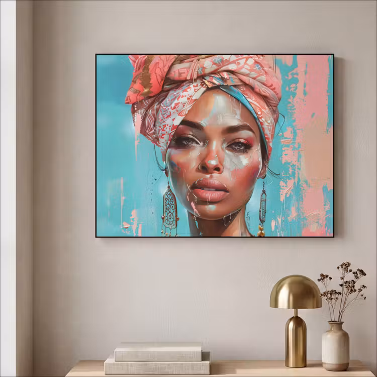 Art Frame - Vrouw - Portret - Blauw - Roze - Modern — 5