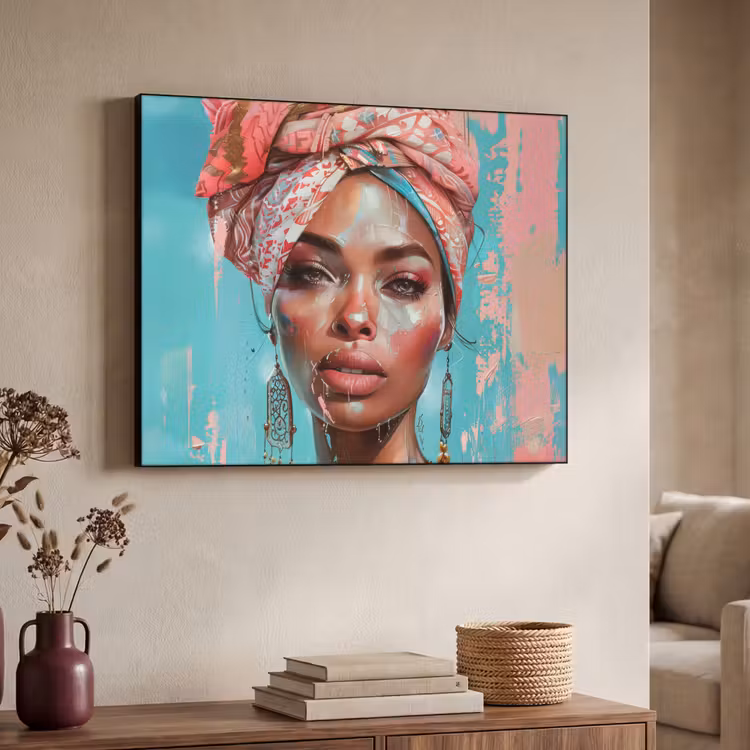 Art Frame - Vrouw - Portret - Blauw - Roze - Modern — 7
