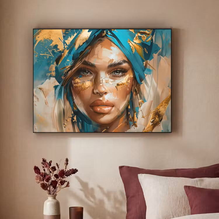 Art Frame - Vrouw - Portret - Goud - Luxe - Blauw — 3