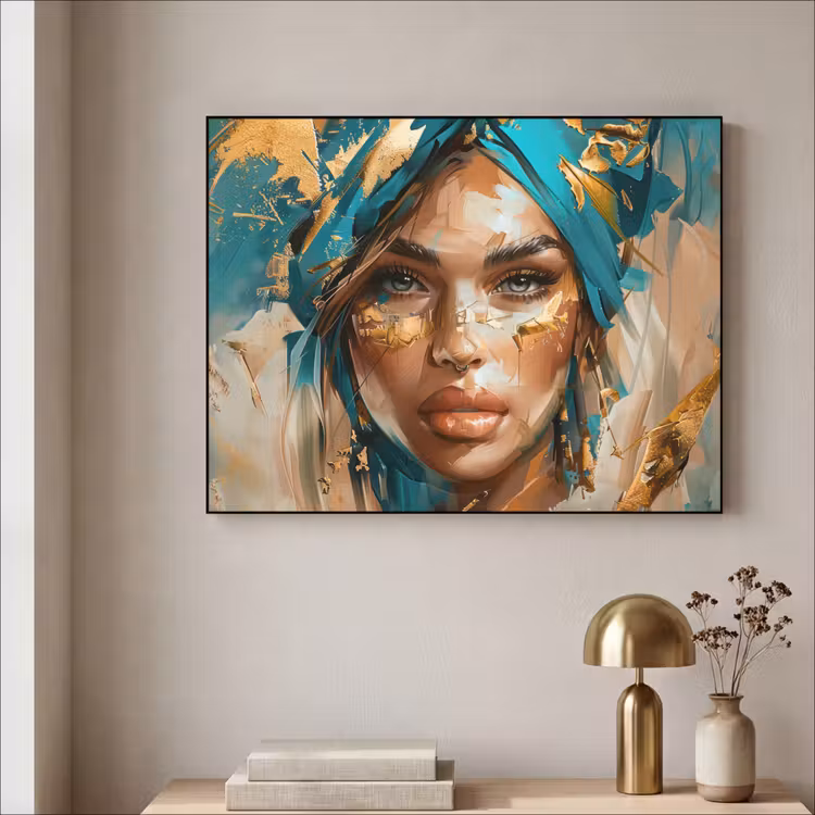 Art Frame - Vrouw - Portret - Goud - Luxe - Blauw — 5