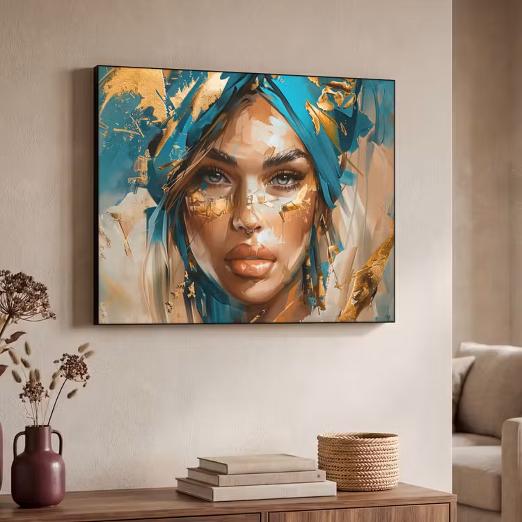 Art Frame - Vrouw - Portret - Goud - Luxe - Blauw — 7