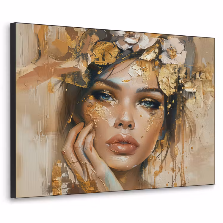 Art Frame - Vrouw - Bloemen - Goud - Portret — 1