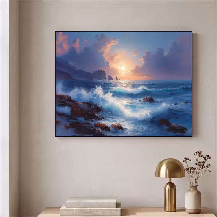 Art Frame - Golven - Zee - Kleurrijk - Rotsen — 5
