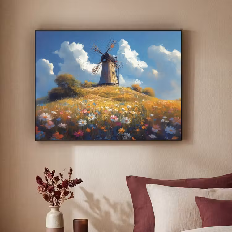 Art Frame - Windmolen - Heuvel - Bloemen - Kleurrijk — 3