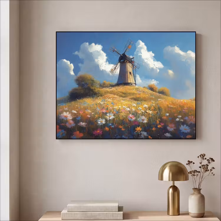 Art Frame - Windmolen - Heuvel - Bloemen - Kleurrijk — 5