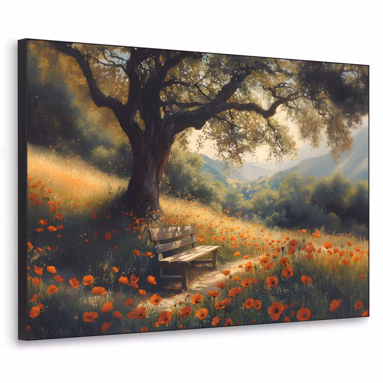 Art Frame - Bankje - Boom - Klaprozen - Heuvels — 1