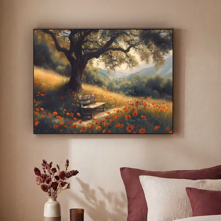 Art Frame - Bankje - Boom - Klaprozen - Heuvels — 3