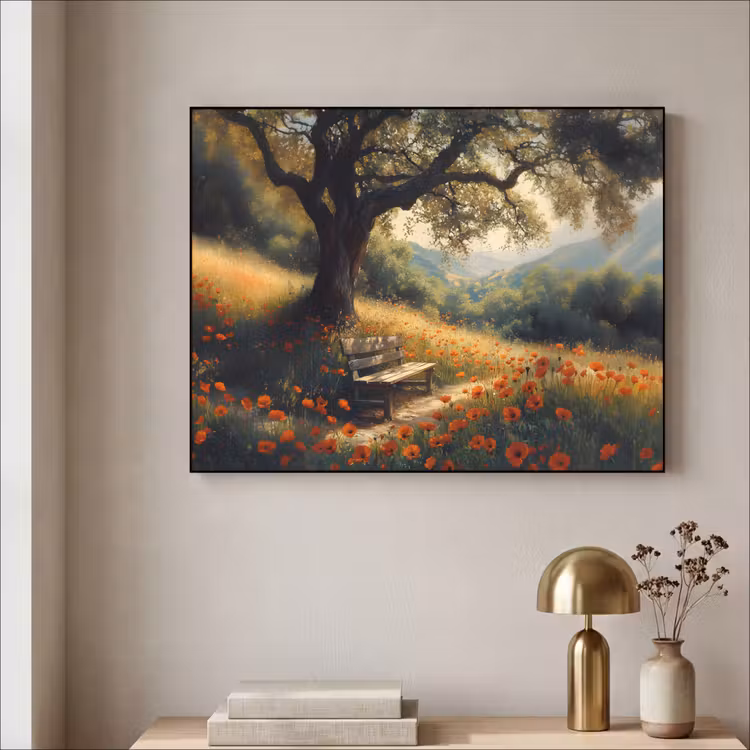 Art Frame - Bankje - Boom - Klaprozen - Heuvels — 5