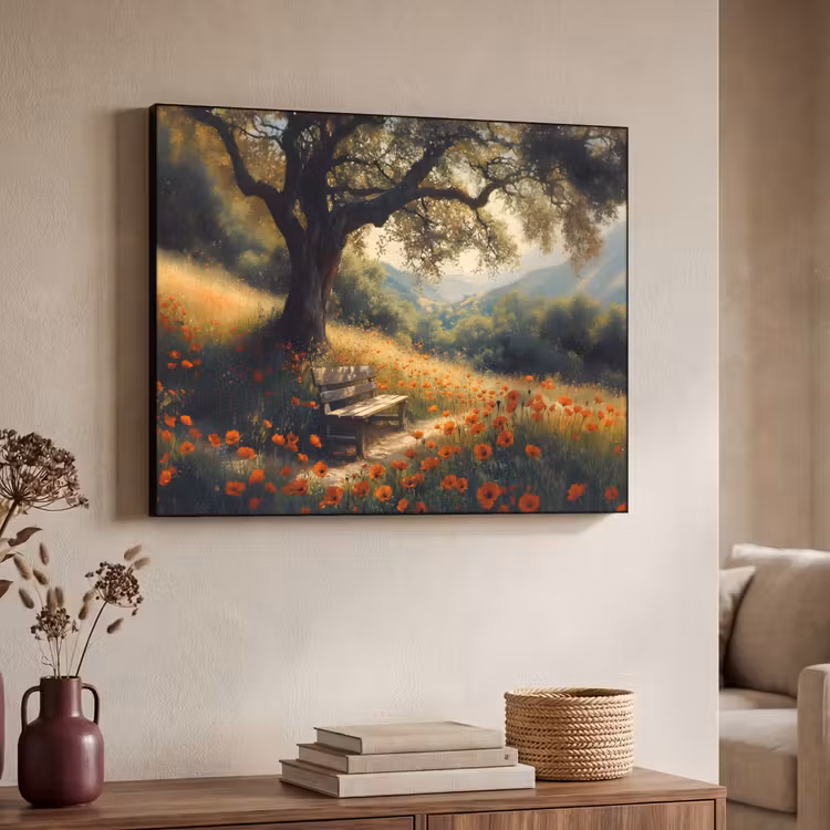 Art Frame - Bankje - Boom - Klaprozen - Heuvels — 7