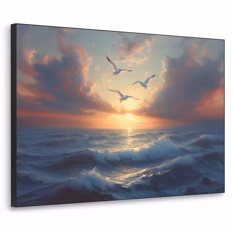 Art Frame - Meeuwen - Zonsondergang - Zee - Wolken — 1