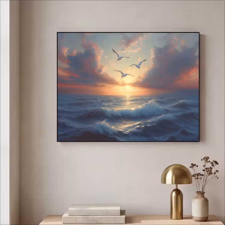 Art Frame - Meeuwen - Zonsondergang - Zee - Wolken — 5