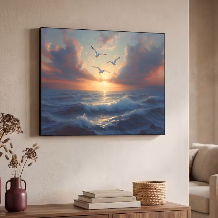 Art Frame - Meeuwen - Zonsondergang - Zee - Wolken — 7