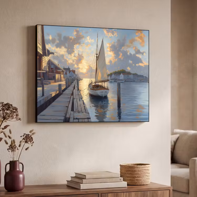 Art Frame - Zeilboot - Zon - Pier - Hout — 7