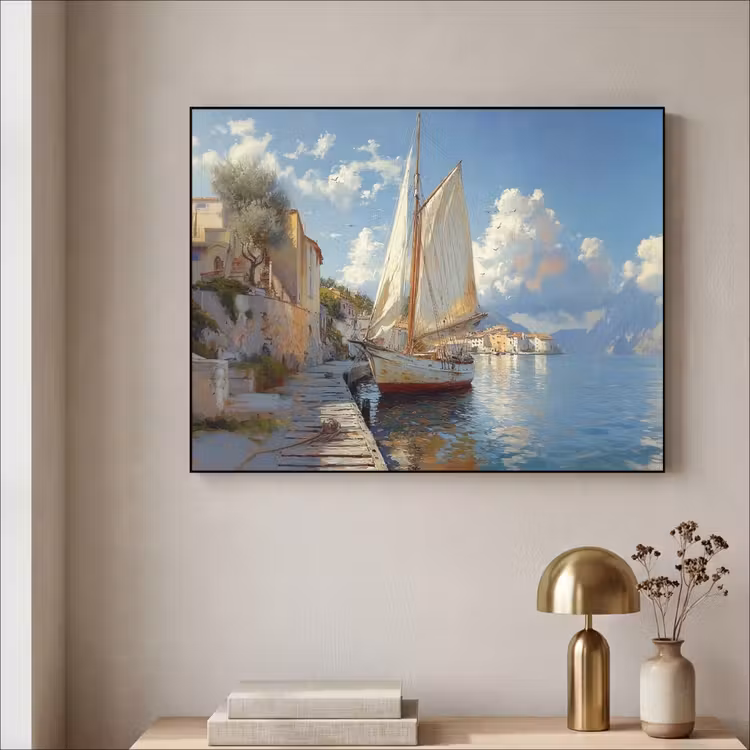 Art Frame - Zeilschip - Huizen - Kade - Zee — 5