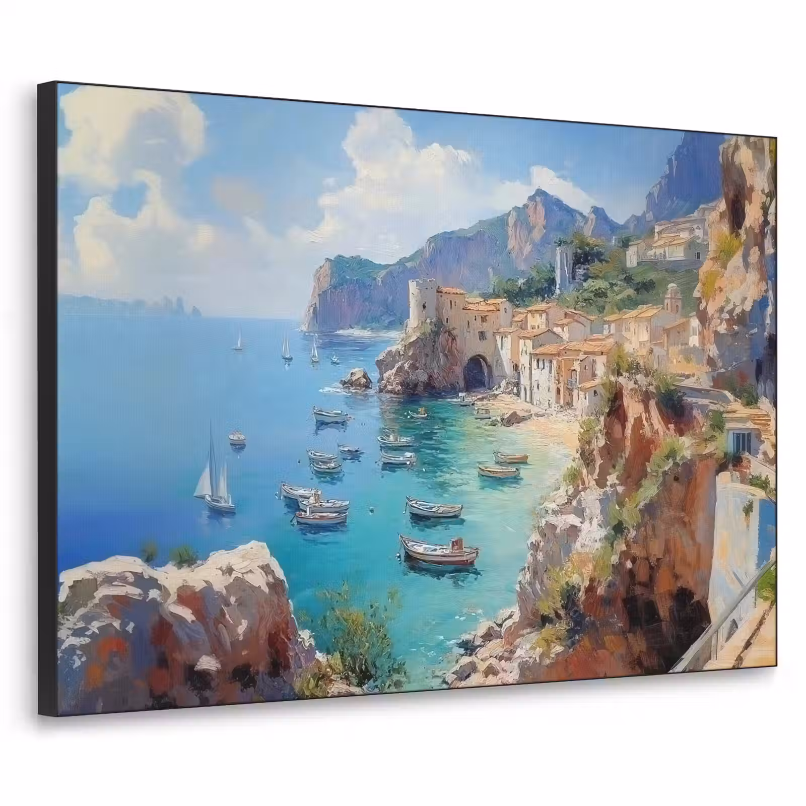 Art Frame - Kustdorp - Schilderij - Rotsen - Boten — 1