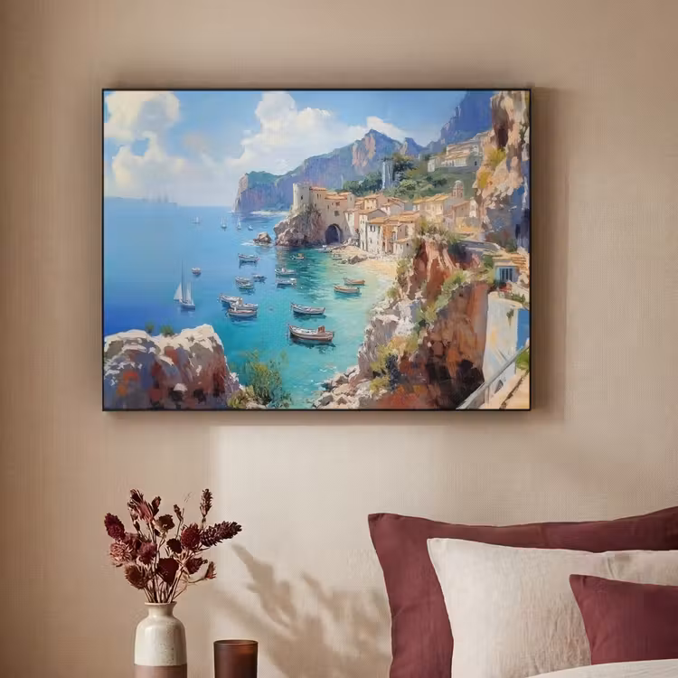 Art Frame - Kustdorp - Schilderij - Rotsen - Boten — 3