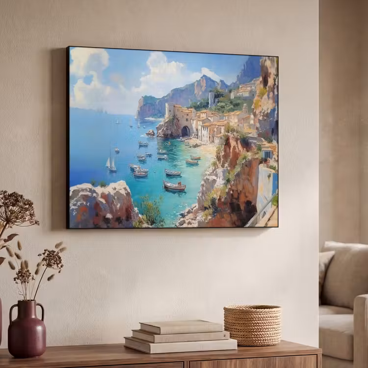 Art Frame - Kustdorp - Schilderij - Rotsen - Boten — 7