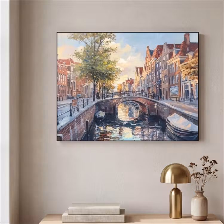Art Frame - Brug - Stad - Huizen - Boot — 5