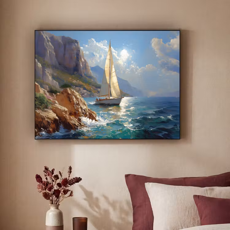 Art Frame - Zeilschip - Zee - Rotsen - Wolken — 3