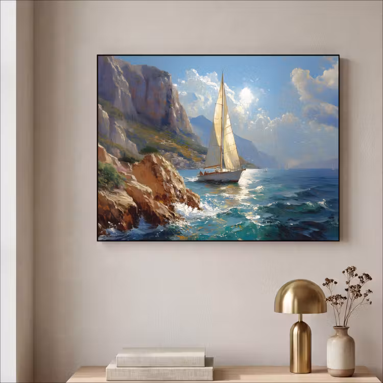 Art Frame - Zeilschip - Zee - Rotsen - Wolken — 5
