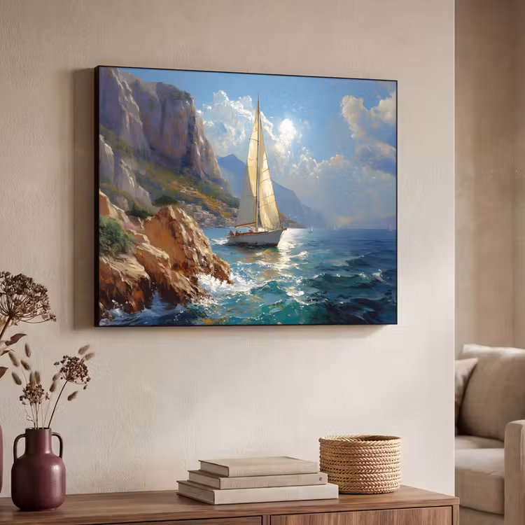 Art Frame - Zeilschip - Zee - Rotsen - Wolken — 7
