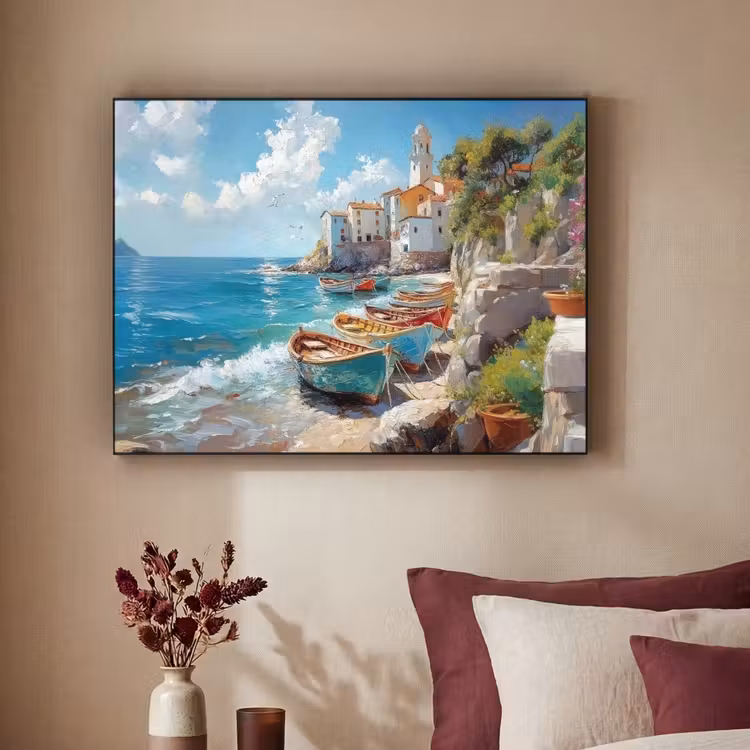 Art Frame - Boten - Rotsen - Zee - Zon — 3