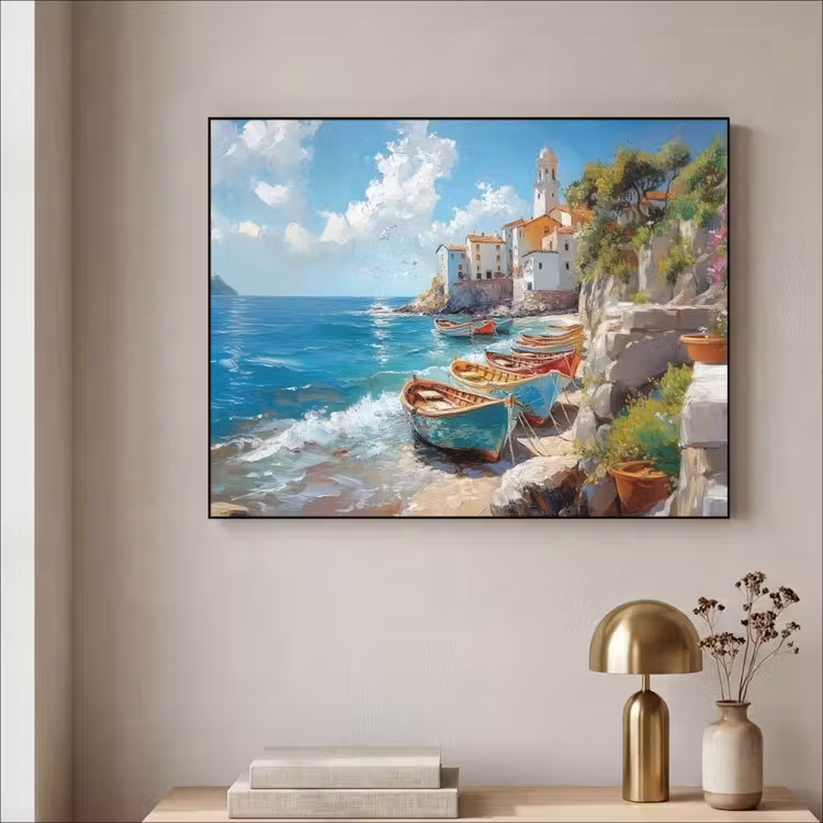 Art Frame - Boten - Rotsen - Zee - Zon — 5