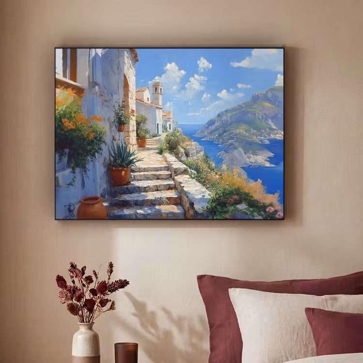 Art Frame - Trap - Huizen - Berglandschap - Zee — 3