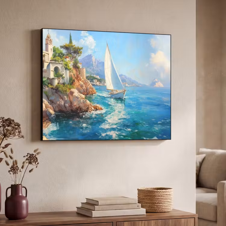 Art Frame - Zeilboot - Rotsen - Kust - Huizen — 7