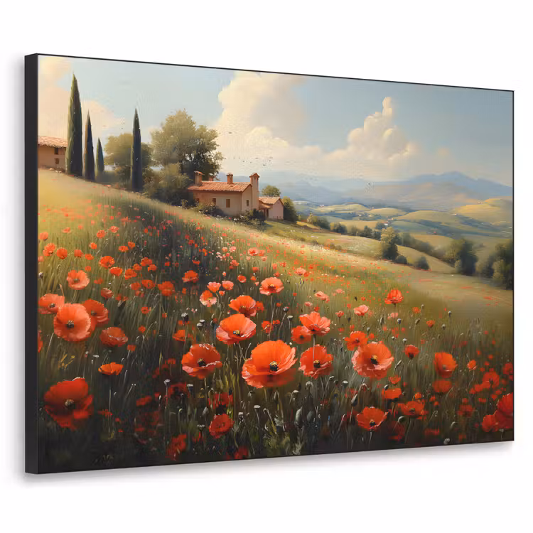 Art Frame - Klaprozen - Rood - Heuvels - Landschap — 1