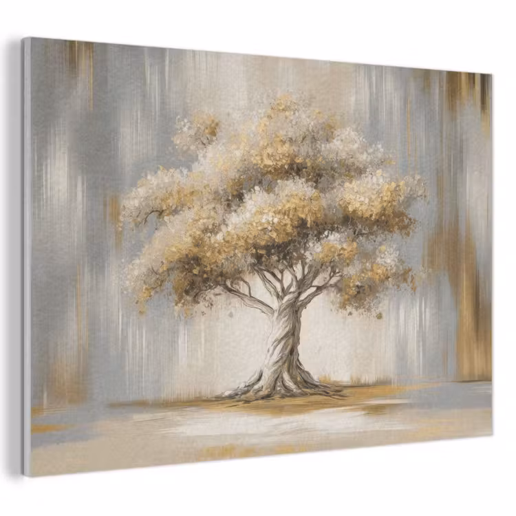 Akoestisch schilderij - Boom - Bladeren - Abstract - Wit — 1