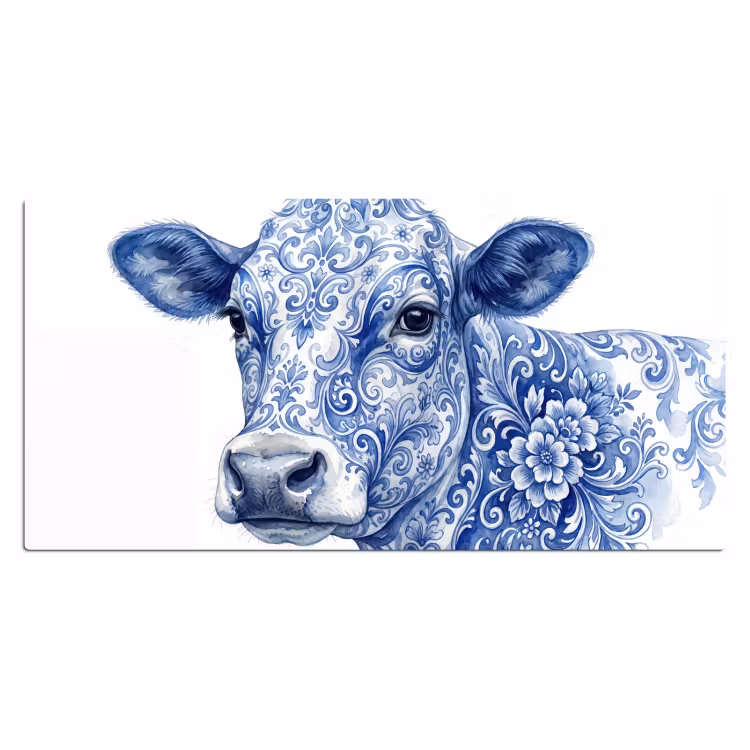 Bureau onderlegger - Illustratie - Koe - Blauw — 2