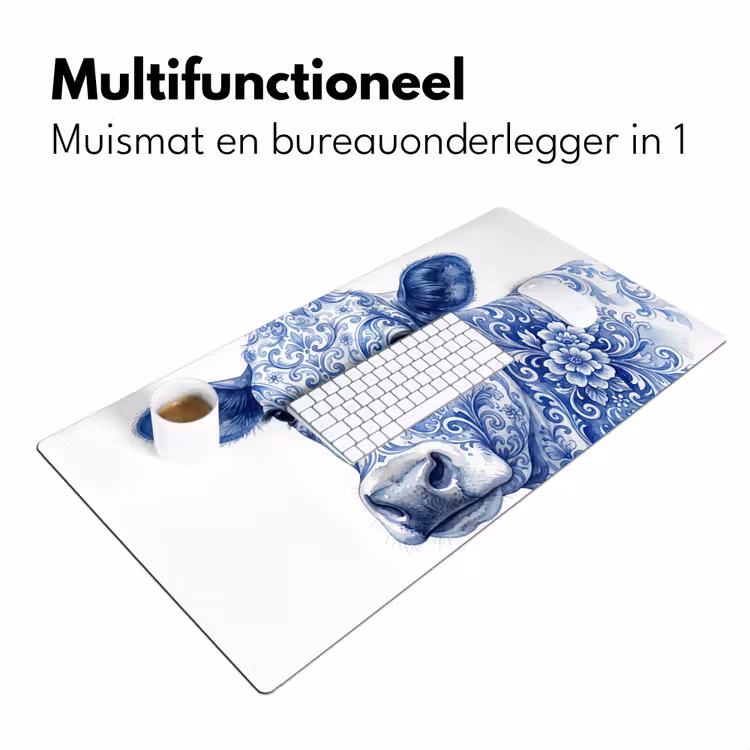 Bureau onderlegger - Illustratie - Koe - Blauw — 7