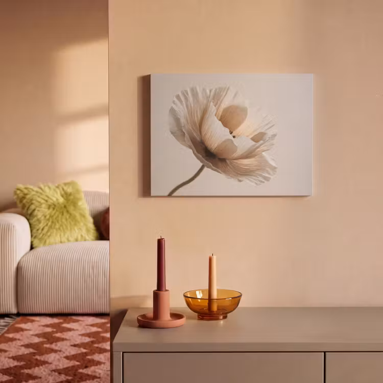 Akoestisch schilderij - Bloem - Beige - Crème — 2