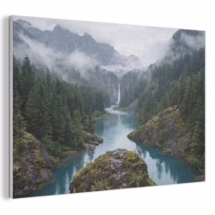 Akoestisch schilderij - Waterval - Bomen - Bergen — 1
