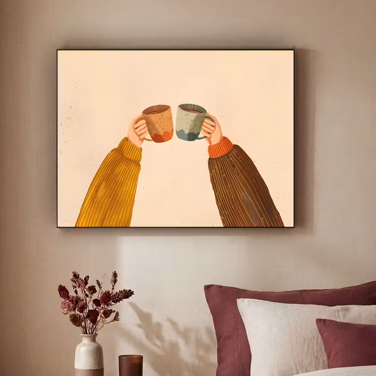 Art Frame - Illustratie - Mokken - Proosten - Bruin — 3
