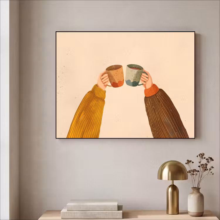 Art Frame - Illustratie - Mokken - Proosten - Bruin — 5