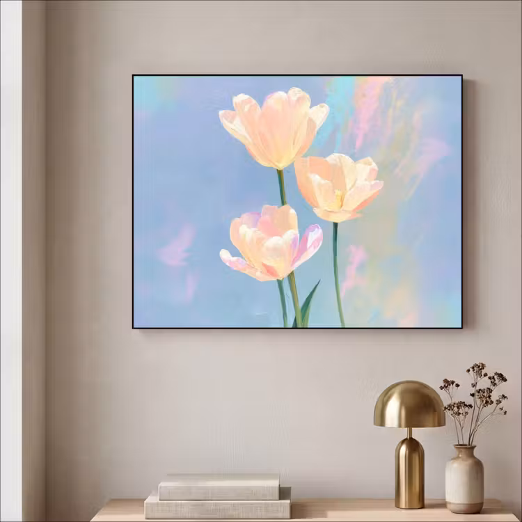 Art Frame - Tulpen - Roze accenten - Blauw — 5